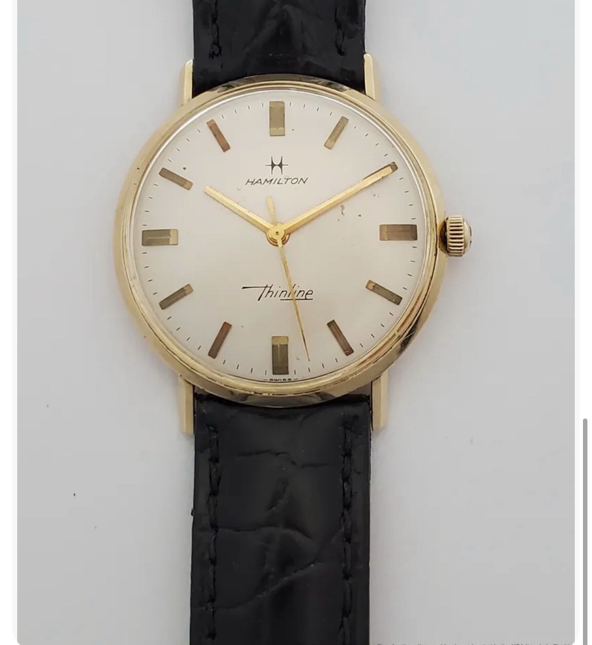 Hamilton Thinline 14k Gold Vintage Mens Running Wrist Watch