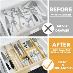BAMBOO DRAWER DIVIDERS WITH INSERTS. By SpaceAid