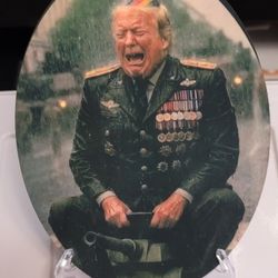 Custom Graphic 6"x 4" Oval Plaque Crying Donald Trump