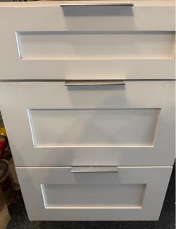 Solid wood, white, three drawer shaker  base cabinet