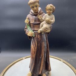Vintage Italian Saint Anthony with Child Figurine  9” by Malsiner Hans VG 