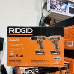 RIDGID 18V Cordless 2-Tool Combo Kit with Drill/Driver, Impact Driver, (2) 2.0 Ah Batteries, and Charger