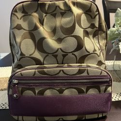 Monogram Maroon Coach Backpacks 