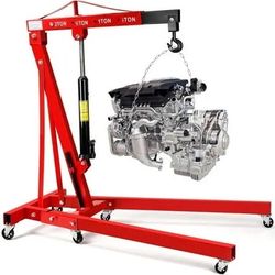 2-Ton (4,000 lbs) Heavy-Duty Folding Hydraulic Motor Engine Hoist Crane Jack, Cherry Picker Hickened Steel Air Hydraulic Truck Shop Crane with Hitch
