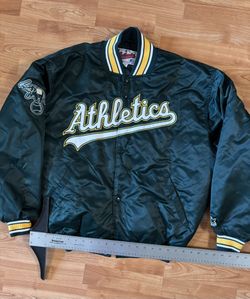 Oakland Athletics starter vintage Sz L bomber jacket with embroidered logos baseball
