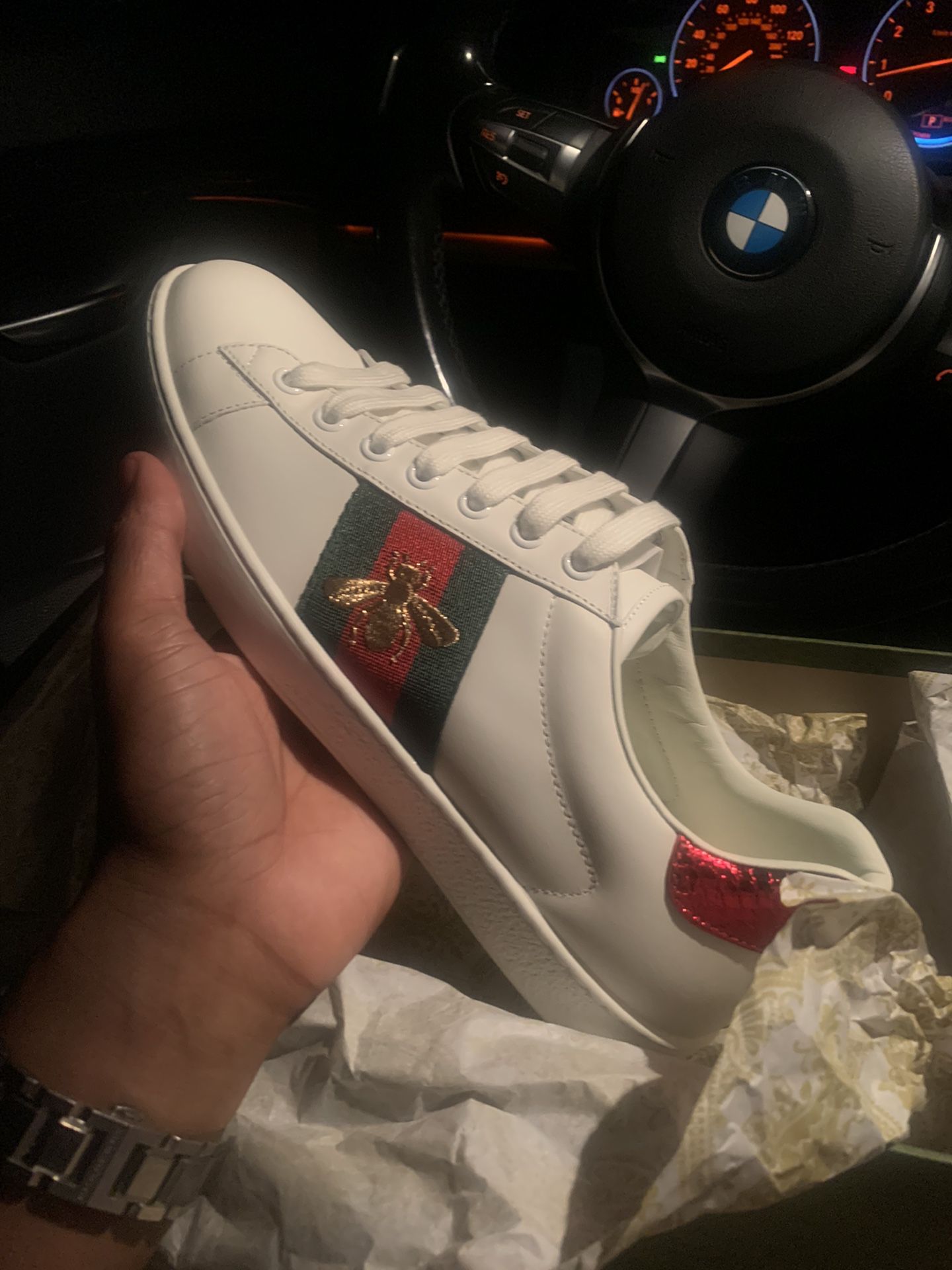 Gucci Ace Leather Sneakers Size 40 (7/7.5 Men)
