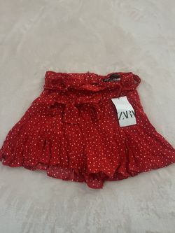 ZARA Red and White Mini Skort
