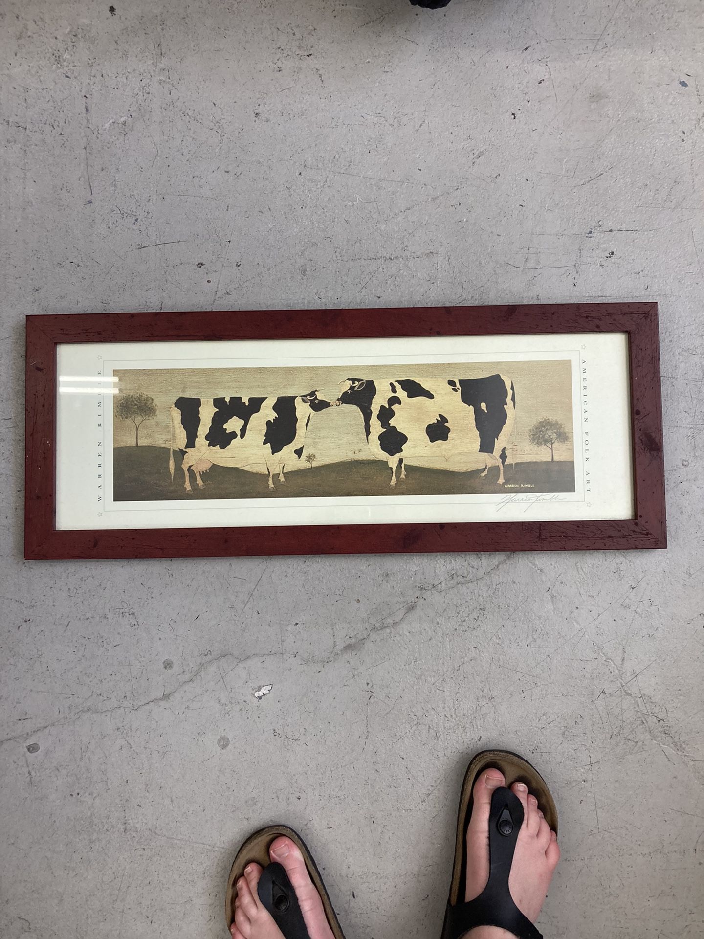 Warren Kimble Signed American Folk Art Framed Cow Print