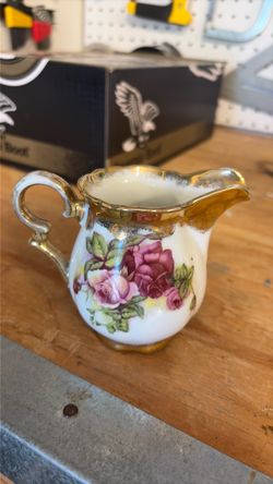 Vintage Porcelain Creamer with Rose Floral Design