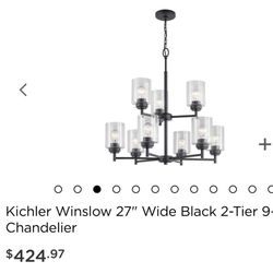 Kichler Winslow 27" Wide Black 2-Tier 9- Light chandelier 