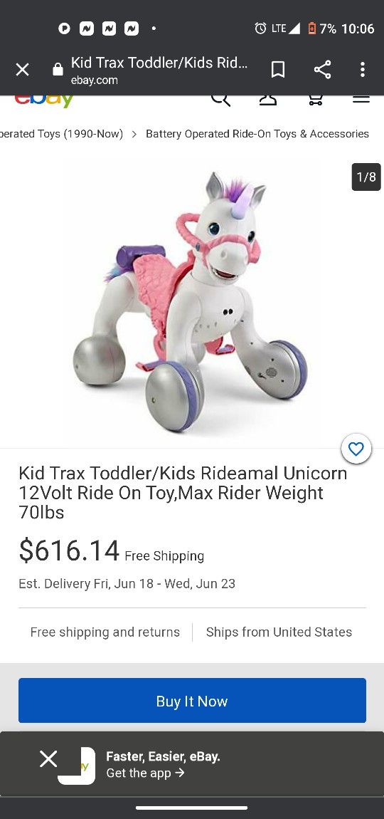 Unicorn Kid Trax Rideon