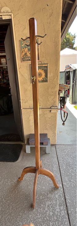 Wooden standing coat rack
