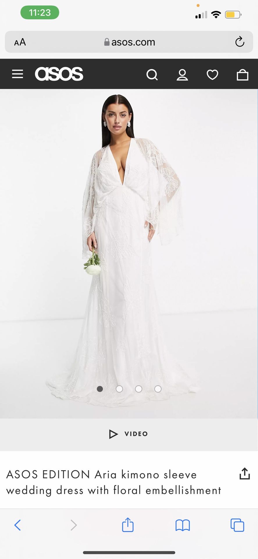 Asos Aria Kimono Sleeve Wedding Dress