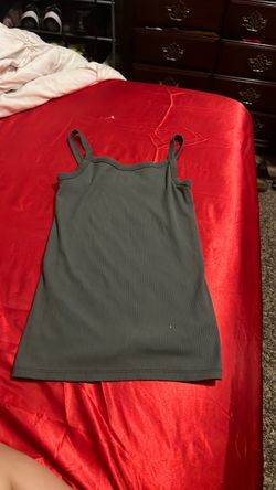 Gray Ribbed Spaghetti Strap Cami Top