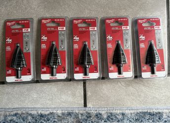 Milwaukee  7/8 in. - 1-3/8 in. #12 Black Oxide Step Drill Bit (5-Steps) $50 each  Broca escalonada