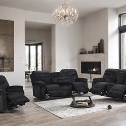 Bravo Black 3 PCs Reclining Set 