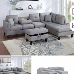 Sectional With Ottoman Set 