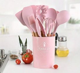 12-Piece Premium Non-Stick Silicone Kitchen Utensil Set - Ergonomic Wooden Handles, Heat-Resistant And Easy To Clean, Suitable For Cooking And Baking 