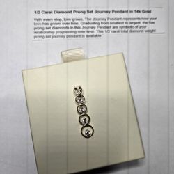 1/2 Carat Diamond Prong Set Journey  Pendant In 14k Yellow Gold