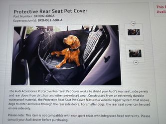 Audi OEM rear seat pet cover