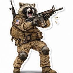 4” Raccoon Tactical Military Army M-16 Ranger Sticker AR-15 Decal Death Navy