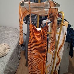 Orange Tiger Striped Dress