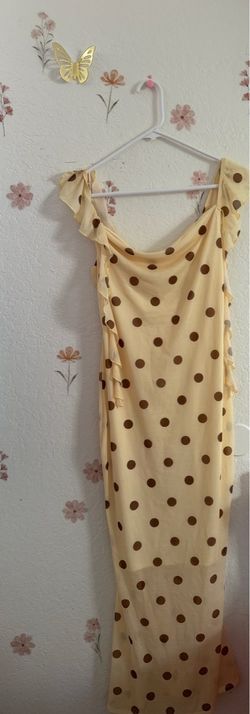 Yellow Polka Dot Ruffle Maxi Dress