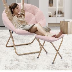 DDD115 $50  Round Folding Faux Fur Saucer Chair