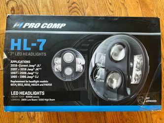 Pro Comp 7” LED Headlights for JEEP WRANGLER JL, JK or TJ - Like New