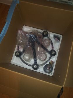 Kichler Barrington 5-Light Distressed Black and Wood Tone Rustic Clear Glass Candle Chandelier