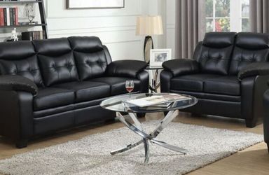 Finley black sofa and loveseat