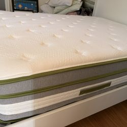 White Queen Bed frame & 12” Novilla Mattress