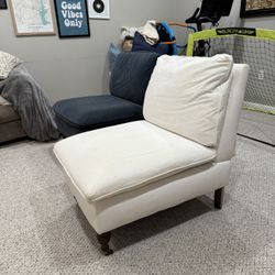 White Pillowtop Armless Chair