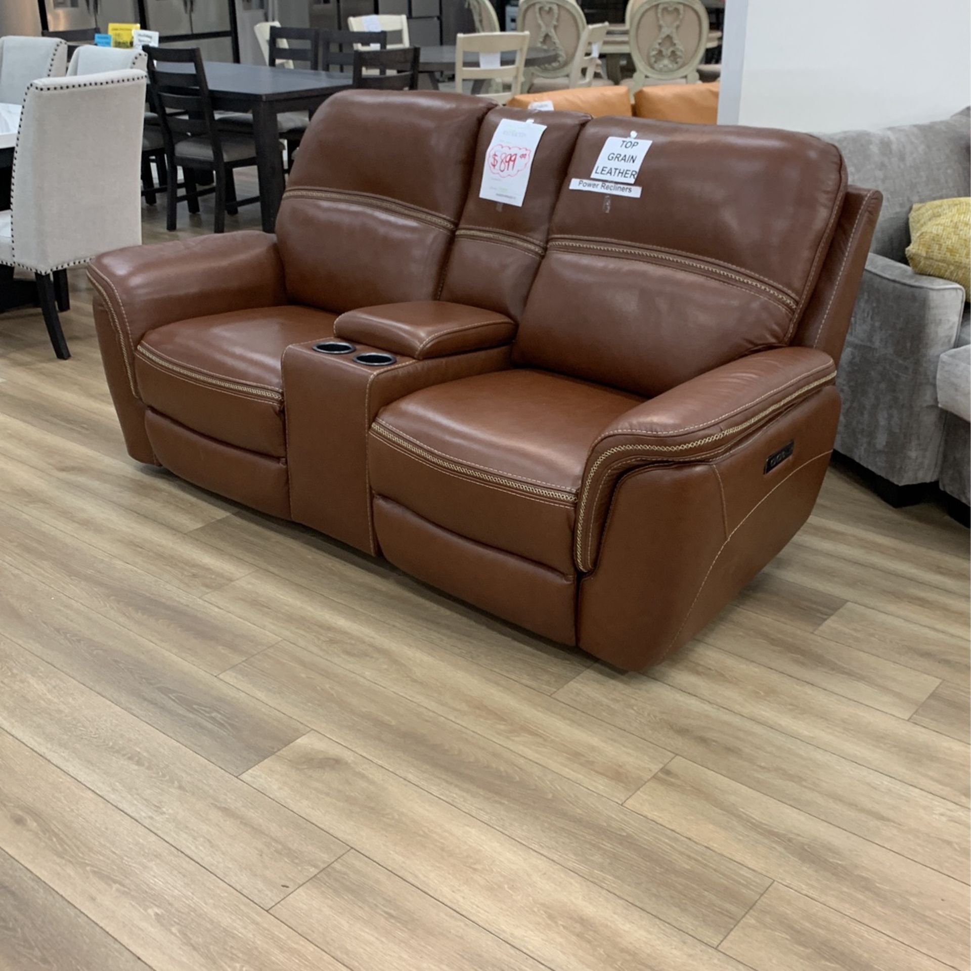 Cheers Leather Power Reclining Loveseat
