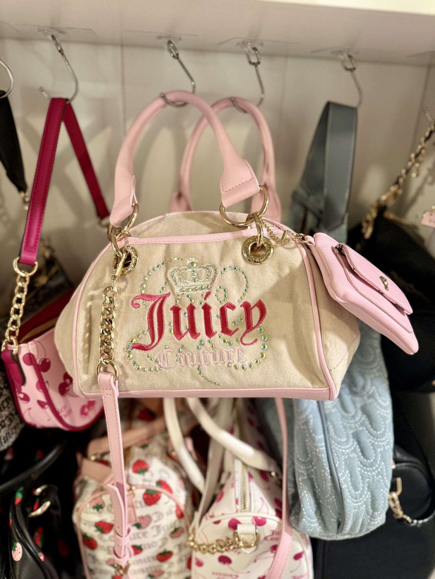 JUICY COUTURE DREAMY JUICY IN PINK AND CREAM SHOULDER AND CROSSBODY BAG