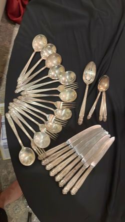 Silver-Plated Flatware Set with Engraved Handles