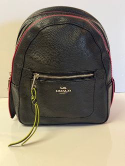 Coach Black Leather Backpack
