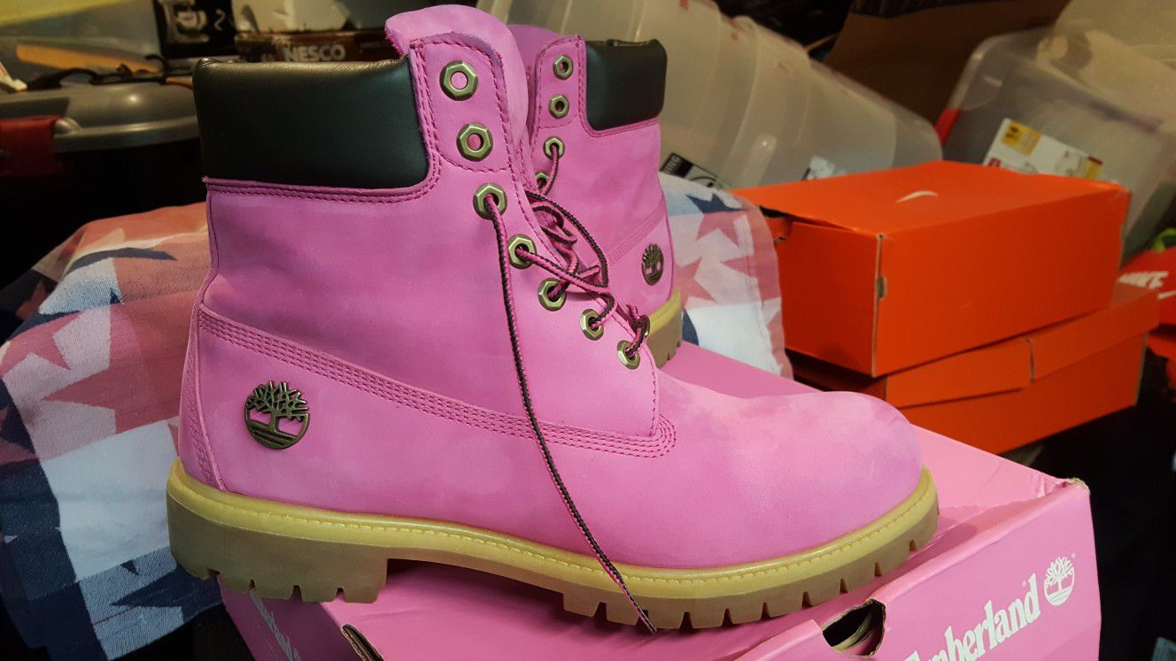 Mens Timberland Boots Pink Susan G Komens Breast Cancer Awareness Size 11