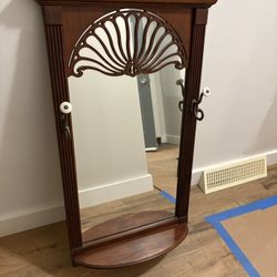 Antique Hanging Solid Wood Mirror - Excellent Condition 