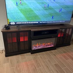 98" Farmhouse TV Stand with 36" Fireplace for TVs up to 100"
