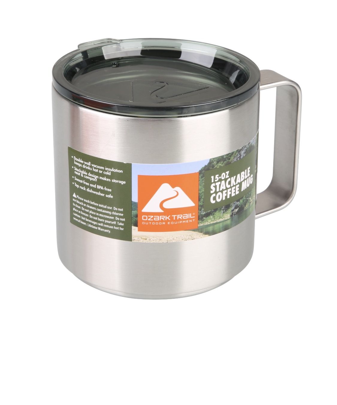 Ozark Trail 15 oz Stackable Stainless Steel Coffee Mug silver
