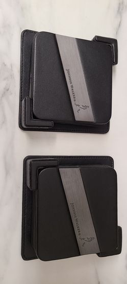 JOHNNIE WALKER Metal Finish Logo Faux Leather Coasters Scotch Whiskey