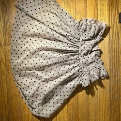 Gap Girls Fit & Flare Polka Dot Ruffle Sleeve Dress Beige Black 18-24 months 