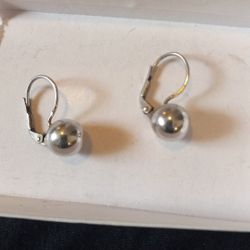 Sterling Silver Ever Back Ball Earrings Dangle Excellent Condition