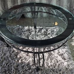 Elegant Glass Top Coffee Table With Iron Black Base.
