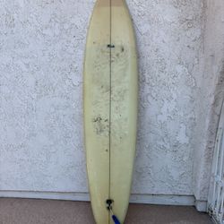 Vintage 1970s Tanaka Big Wave Gun Single Fin Surfboard 