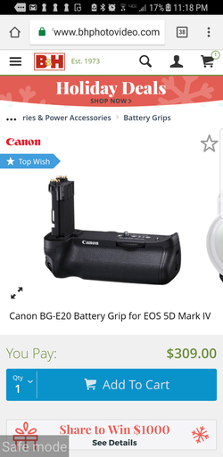 Canon BG-E20 Battery Grip for EOS 5D Mark IV