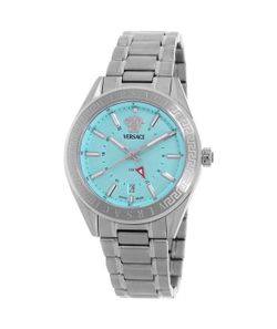 NIB Versace V-Code GMT Men’s Watch Turquoise