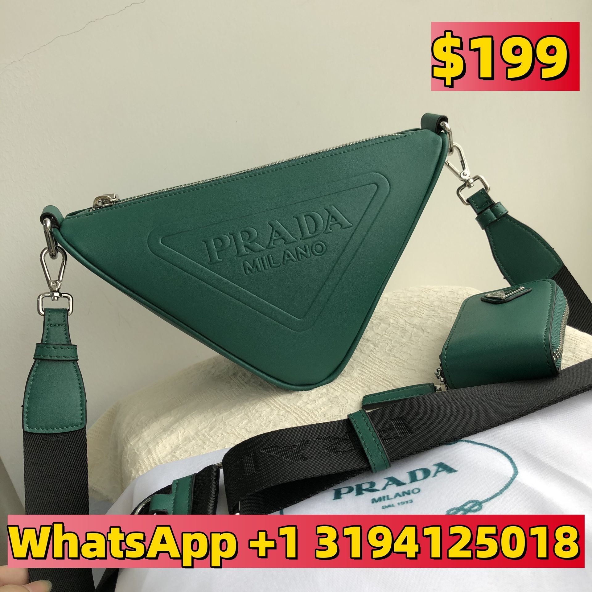 Prada Triangle Shoulder Bag Leather