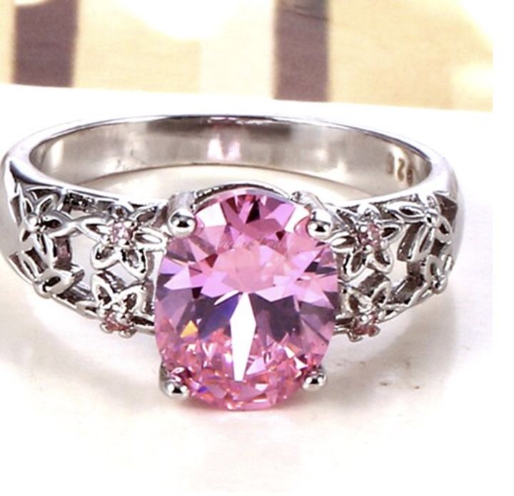 Charming Pink Topaz Sterling Silver Ring